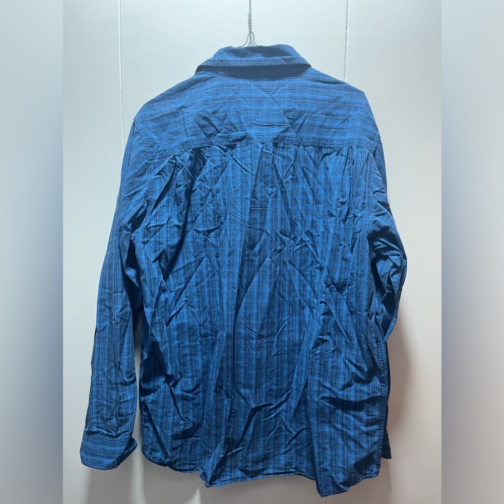 The North Face Button Shirt Mens Size Large Blue Plaid Long Sleeve Hiking - Picture 4 of 5